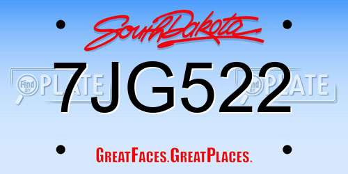 7JG522 South Dakota License Plate