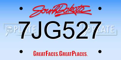 7JG527 South Dakota License Plate