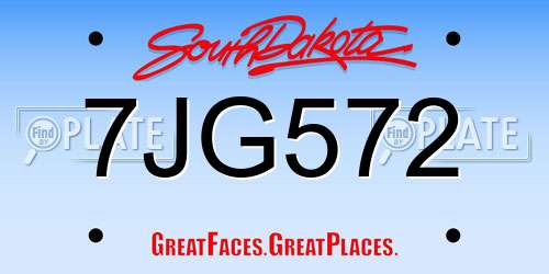7JG572 South Dakota License Plate