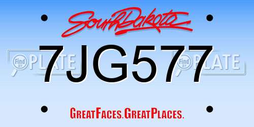 7JG577 South Dakota License Plate