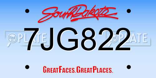 7JG822 South Dakota License Plate