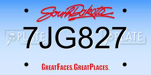 7JG827 South Dakota License Plate