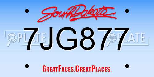 7JG877 South Dakota License Plate