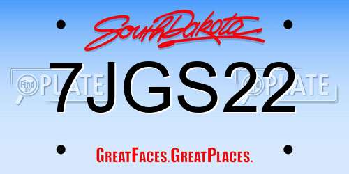 7JGS22 South Dakota License Plate