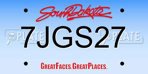 7JGS27 South Dakota License Plate