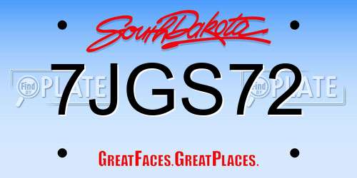7JGS72 South Dakota License Plate