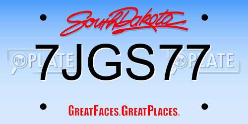7JGS77 South Dakota License Plate