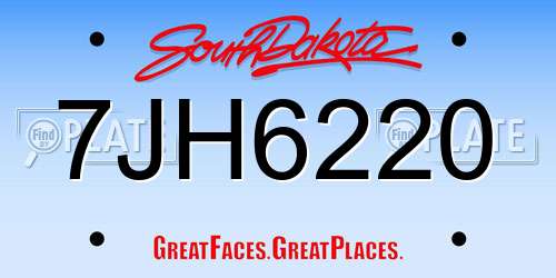 7JH6220 South Dakota License Plate