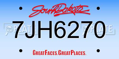 7JH6270 South Dakota License Plate