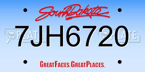 7JH6720 South Dakota License Plate