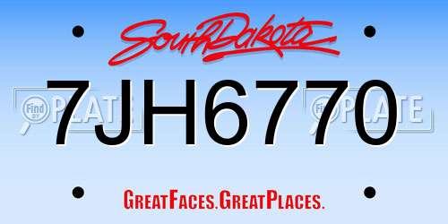 7JH6770 South Dakota License Plate