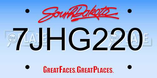 7JHG220 South Dakota License Plate