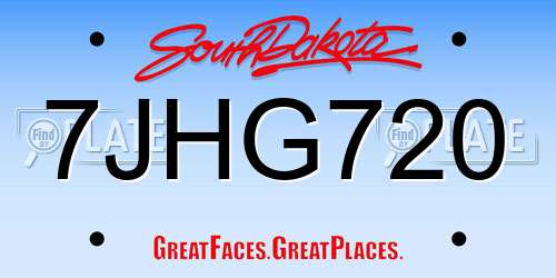 7JHG720 South Dakota License Plate