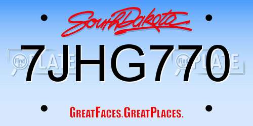 7JHG770 South Dakota License Plate