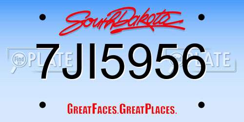 7JI5956 South Dakota License Plate