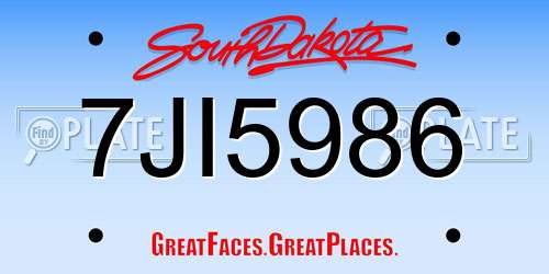 7JI5986 South Dakota License Plate