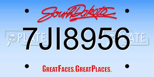 7JI8956 South Dakota License Plate