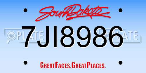 7JI8986 South Dakota License Plate