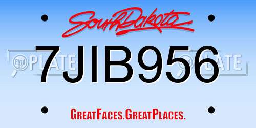 7JIB956 South Dakota License Plate
