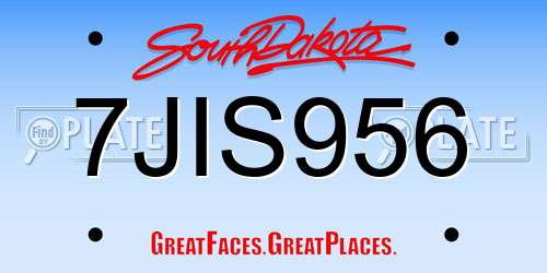 7JIS956 South Dakota License Plate