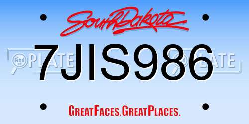 7JIS986 South Dakota License Plate