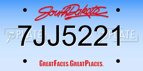 7JJ5221 South Dakota License Plate