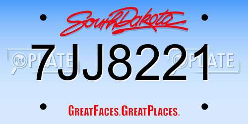 7JJ8221 South Dakota License Plate