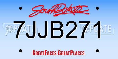7JJB271 South Dakota License Plate