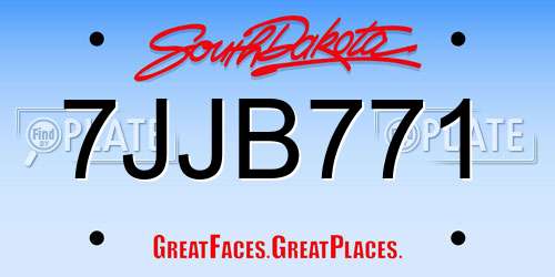 7JJB771 South Dakota License Plate