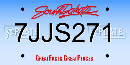 7JJS271 South Dakota License Plate