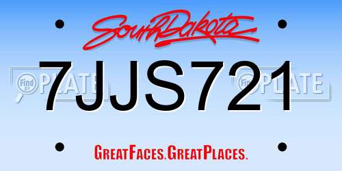 7JJS721 South Dakota License Plate