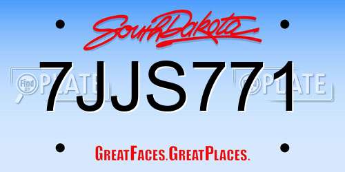 7JJS771 South Dakota License Plate