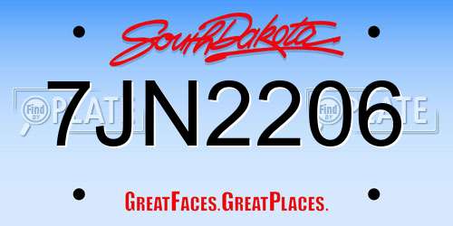 7JN2206 South Dakota License Plate