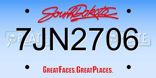 7JN2706 South Dakota License Plate