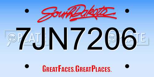 7JN7206 South Dakota License Plate