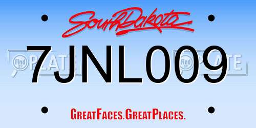 7JNL009 South Dakota License Plate