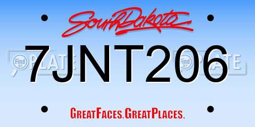 7JNT206 South Dakota License Plate