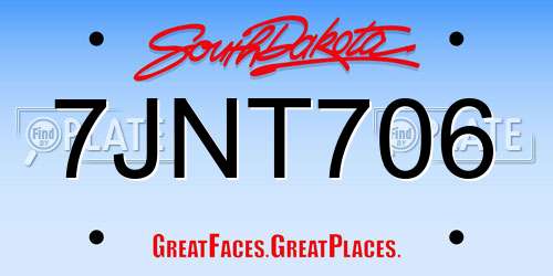 7JNT706 South Dakota License Plate