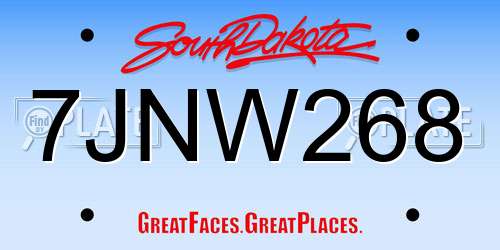 7JNW268 South Dakota License Plate