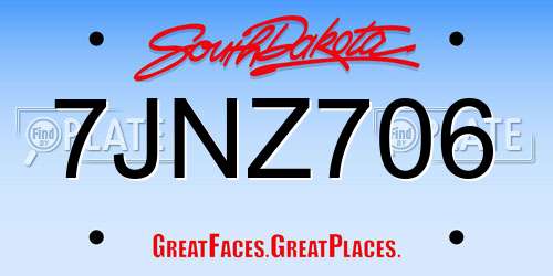 7JNZ706 South Dakota License Plate
