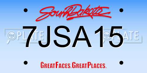 7JSA15 South Dakota License Plate