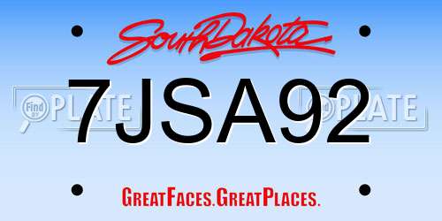 7JSA92 South Dakota License Plate