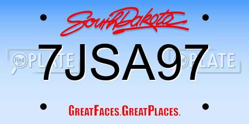7JSA97 South Dakota License Plate