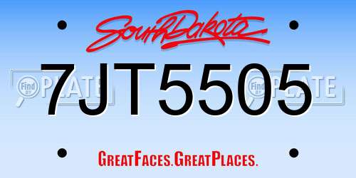 7JT5505 South Dakota License Plate