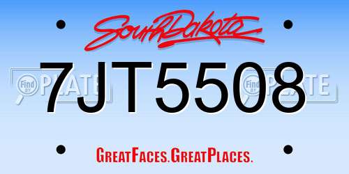 7JT5508 South Dakota License Plate