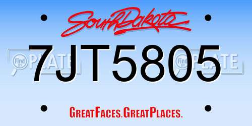 7JT5805 South Dakota License Plate