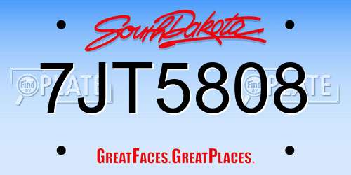 7JT5808 South Dakota License Plate
