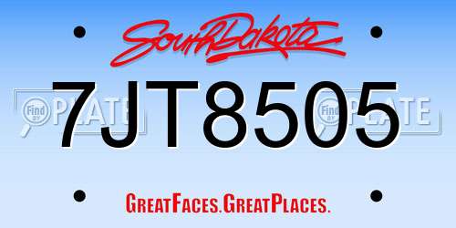 7JT8505 South Dakota License Plate