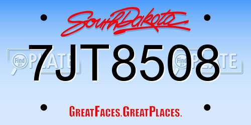 7JT8508 South Dakota License Plate