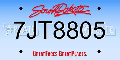 7JT8805 South Dakota License Plate